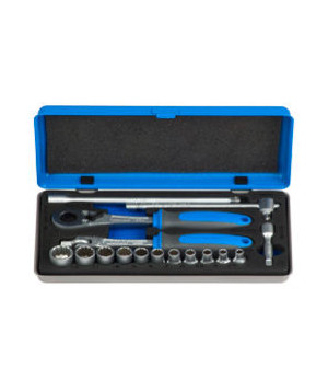 Coffret métal de douilles 1/4’’ 6 pans avec accessoires