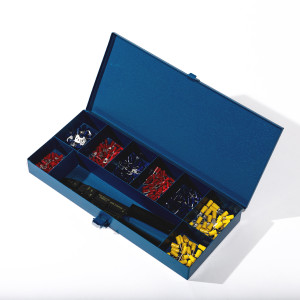 Coffret métallique assortiment 350 cosses préisolées à sertir avec outil