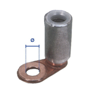 Cosse bi-métal alu/cuivre fût long à sertir équerre