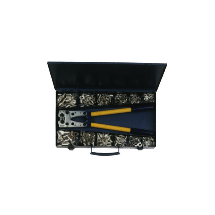 Coffret métallique assortiment 280 cosses cuivre tubulaires à sertir avec outil